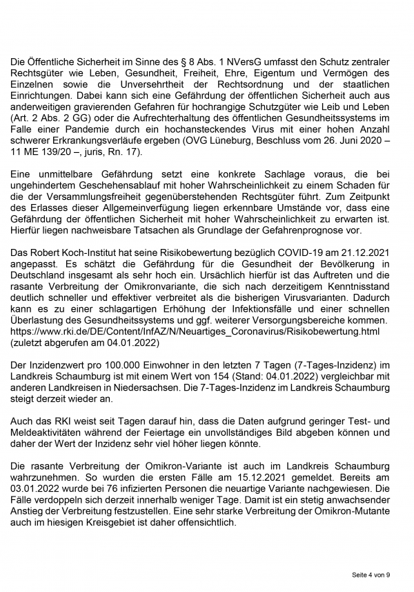 Allgemeinverfuegung der Stadt Rinteln ueber die Pflicht zum Tragen von Mund Nasen Bedeckungen fuer Teilnehmende bei Versammlungen i.S.v. Art. 8 GG 4